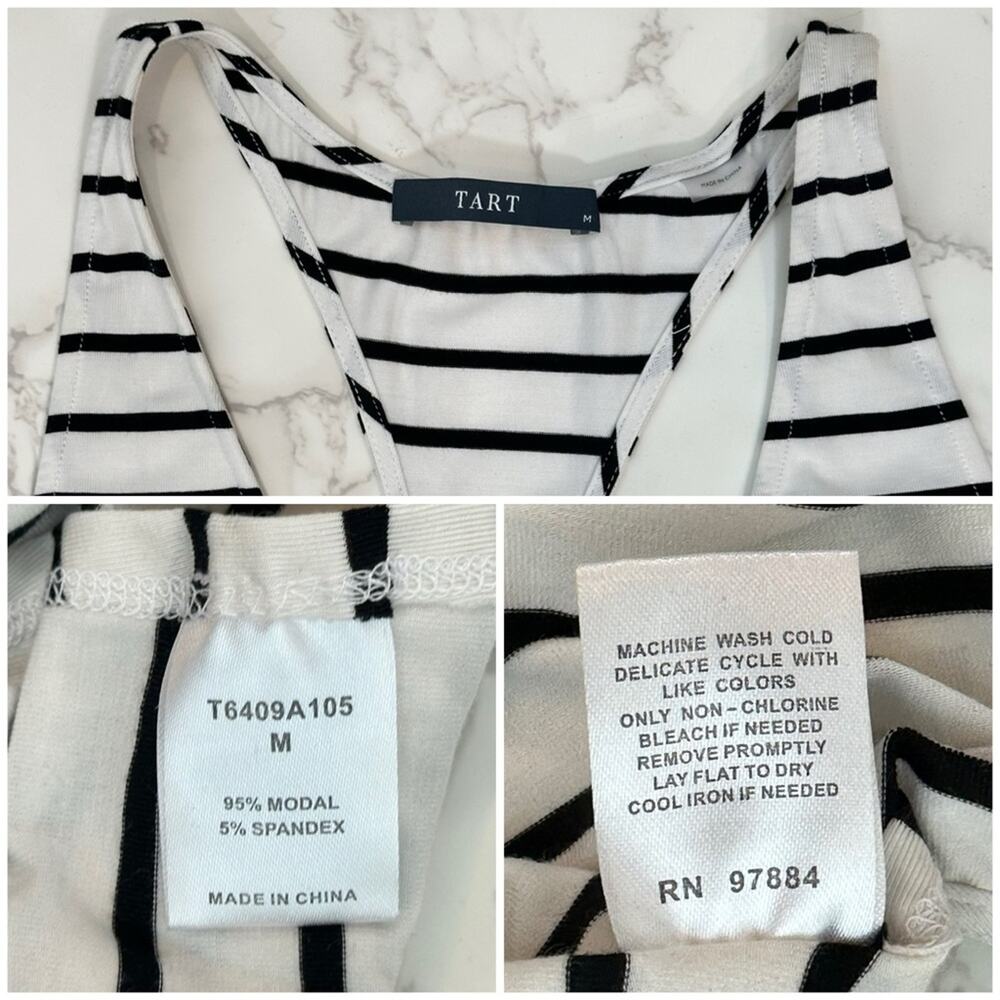 Tart Collections Racerback Black & White Stripe Tank SZ M $99 - Picture 9 of 10
